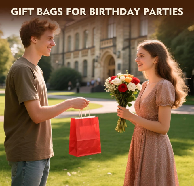 Gift Bags bulk with Handles lot Small Christmas Paper Shopping Kraft Birthday 24