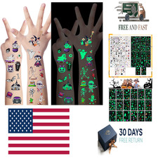 320PCS Glow in The Dark Halloween Temporary Tattoos, Waterproof Scary Removable