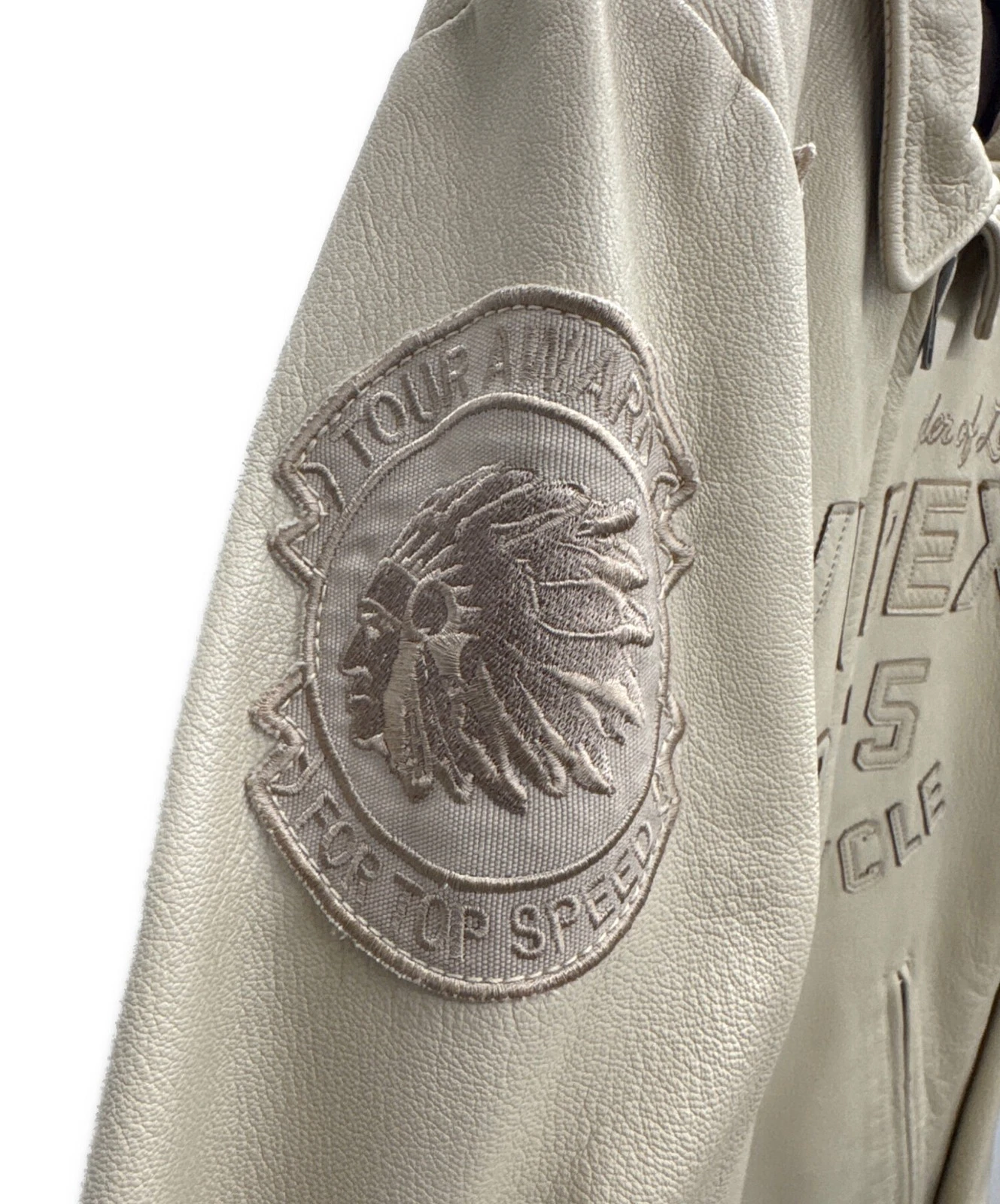 AVIREX 40th Anniversary Model Leather Riders Jacket Men's Size L Beige - product detail image 6