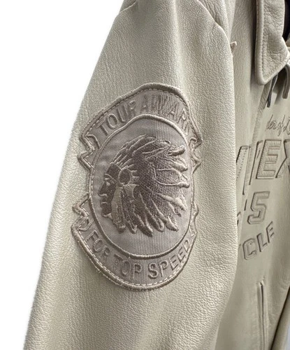 AVIREX 40th Anniversary Model Leather Riders Jacket Men's Size L Beige image 6