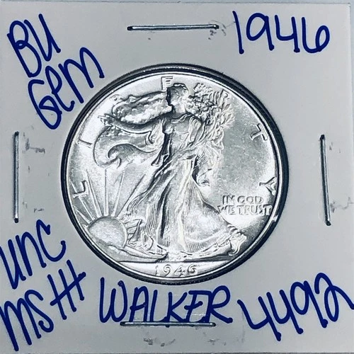 1946 BU UNCIRCULATED WALKING LIBERTY SILVER HALF DOLLAR AUTHENTIC U.S. MINT 4492