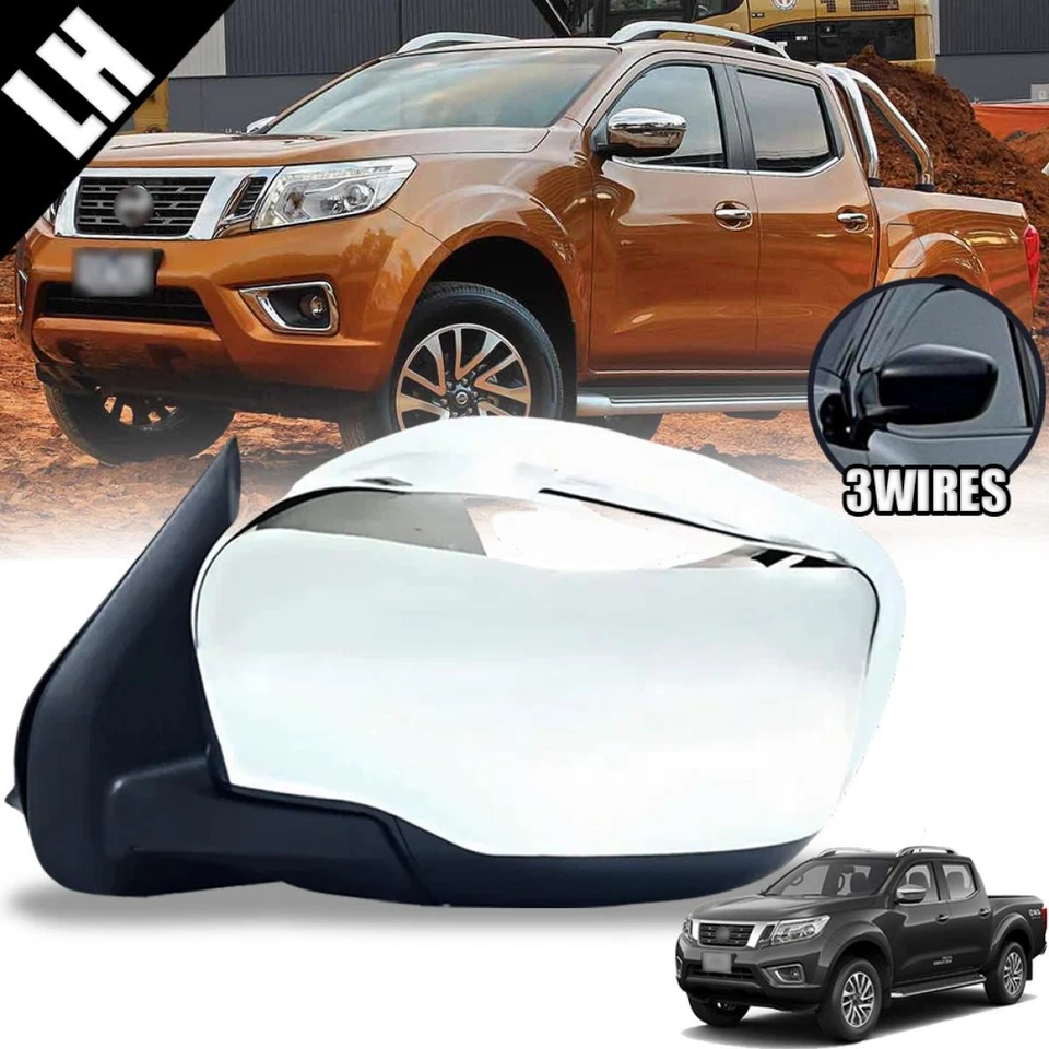 Espejo retrovisor lateral 3 cables cromado izquierdo para Nissan Navara NP300 D23 2015-2019 Foto 2 de 4