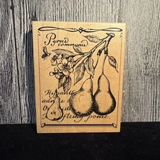 Retired PSX K-3133 Pear Script Rubber Stamp - Rare - Free Shipping