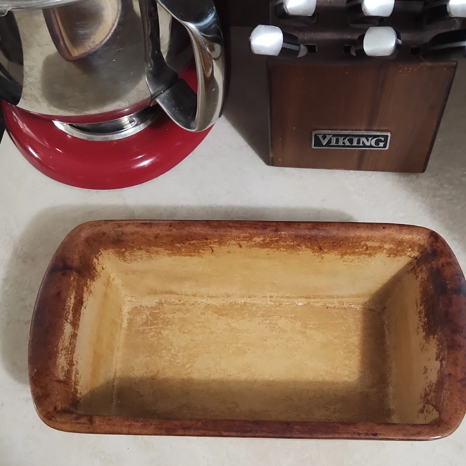Pampered Chef Heritage Collection Ceramic Rectangle Loaf Pan Beige Brown