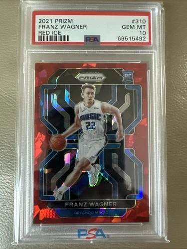 Franz Wagner 2021 Prizm #310 Red Ice Prizm PSA 10 Gem Flawless RC Rookie