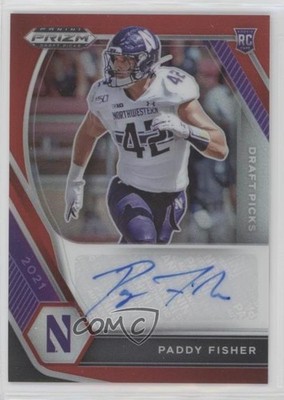2021 Panini Prizm Draft Picks Red 57/199 Paddy Fisher #DPA-PAD Auto 0u66