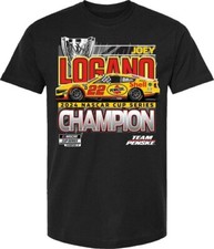 NEW 2024 JOEY LOGANO NASCAR BLACK CHAMPION SS TEE SHIRT E7361