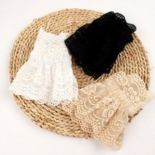 Women Fake Sleeve Lace Pleated Ruffles Horn Cuffs Wrist Warmer Clothing Decor