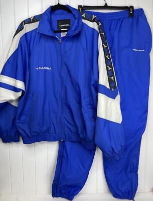 Vintage Diadora Track Suit Men s Size Large Blue And White EUC 90s