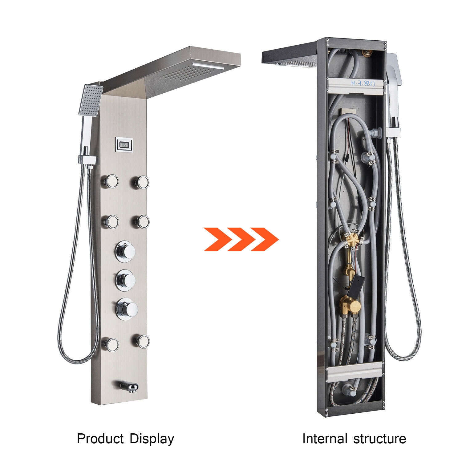 Stainless Steel Rainfall&Waterfall Shower Panel Tower System Massage