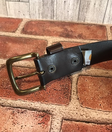 Carhartt Hombres 48” Cinturón de Cuero Marrón Grano Completo Latón Hebilla Envejecido - Imagen 4 de 8