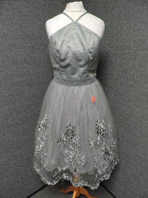 Chi Chi London Lexi Kleid Grau UK 8 UVP 69,99£ LN024 II 07