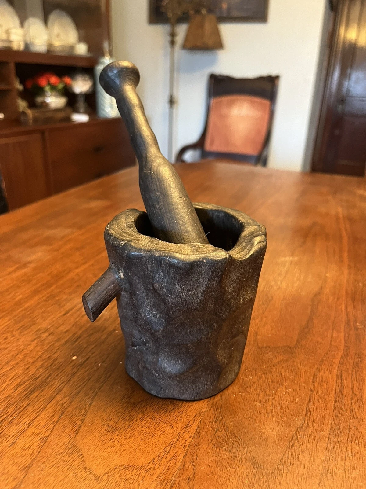 Vintage mortar and pestle Wood