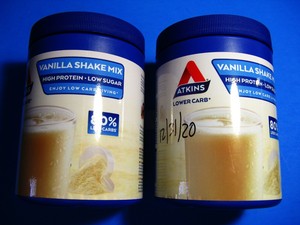ATKINS LOW CARB, HIGH PROTEIN VANILLA SHAKE MIX 2 TUBS LOW ...