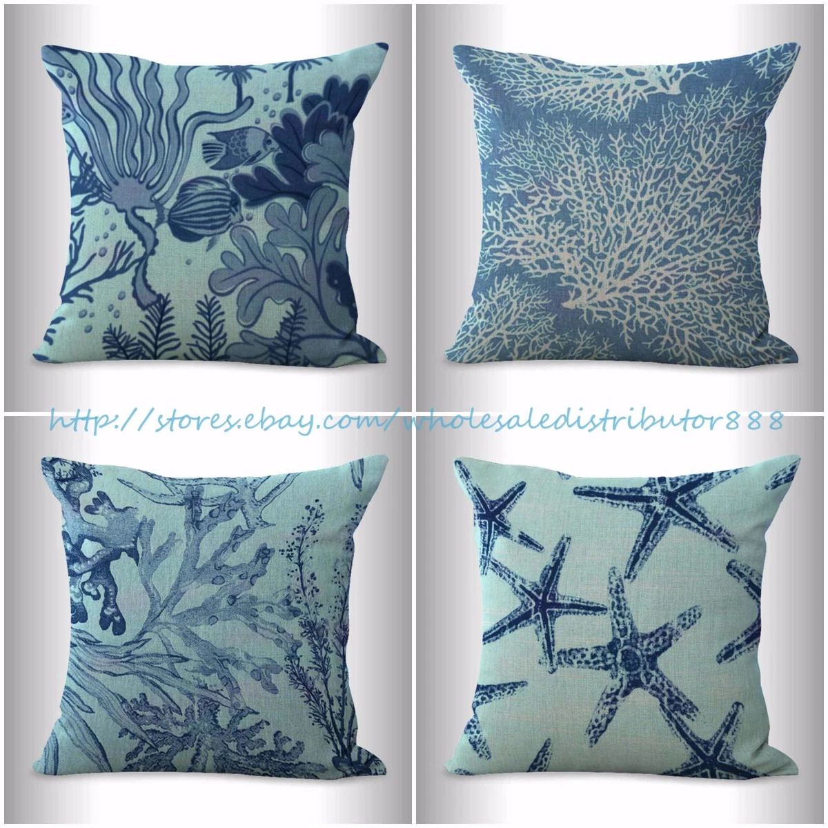 4pcs throw pillows for couch cushion covers coral seaweed beach eBay