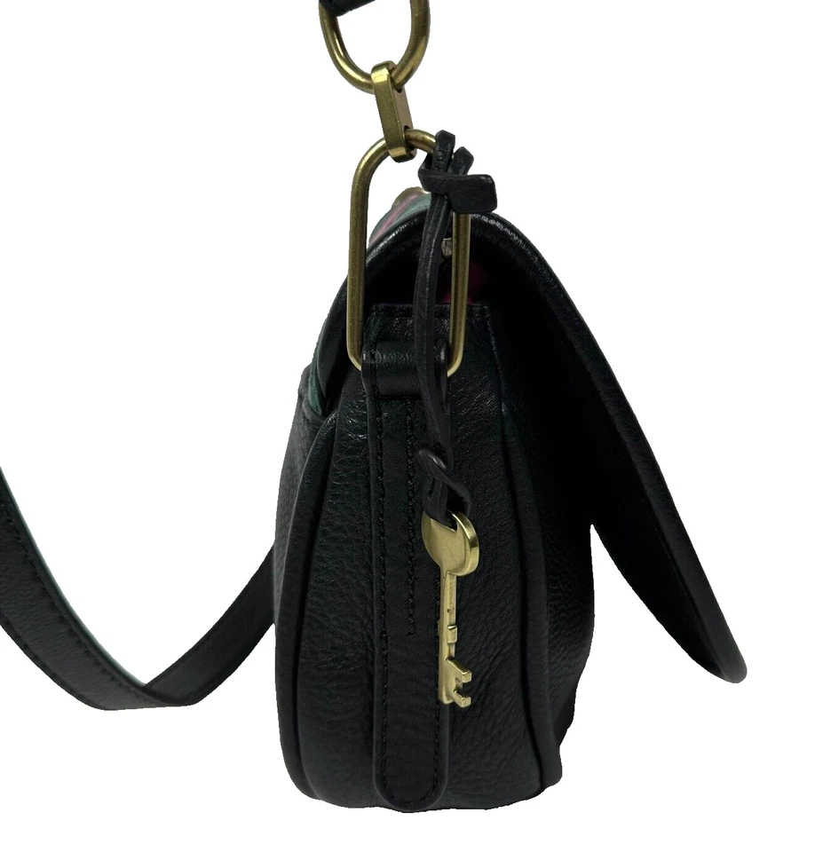 Fossil Rumi Alpine Crossbody Suede Leather Bag Green Pink Black Purse - Image 3 of 4