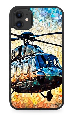 Buntglas Design Hubschrauber Gummi Handy Hülle Hubschrauber Chopper Copter DL4