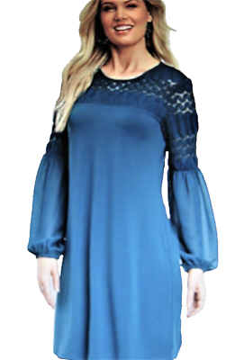 Maurices~New With Tags~Teal Crochet Balloon Sleeve Shift Dress~Size Small |  eBay