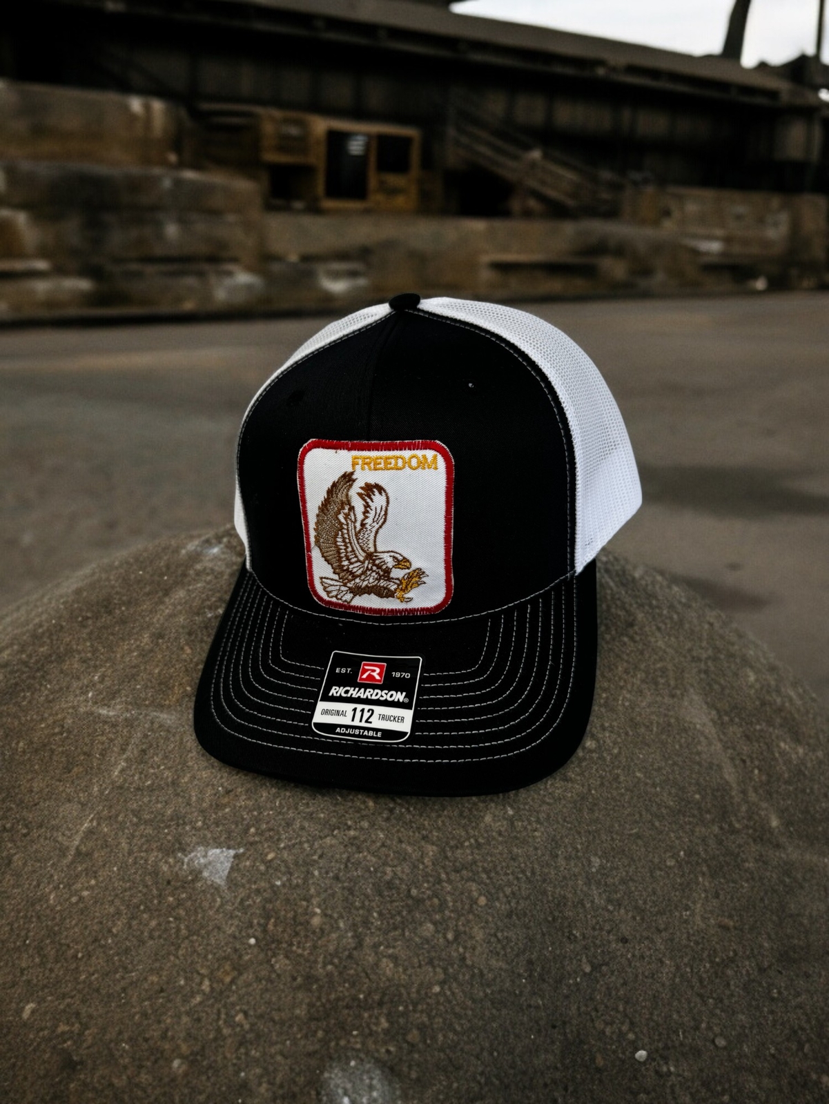 Premium Adjustable Snap Back Trucker Hat Cap - Embroidered EAGLE FREEDOM Patch