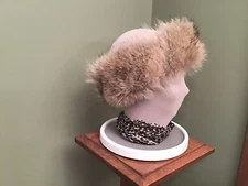 Real~Fur~Headband~Coyote ~Diagonal Cut~ Head Wrap~Halo~Head Scarf~24”x long