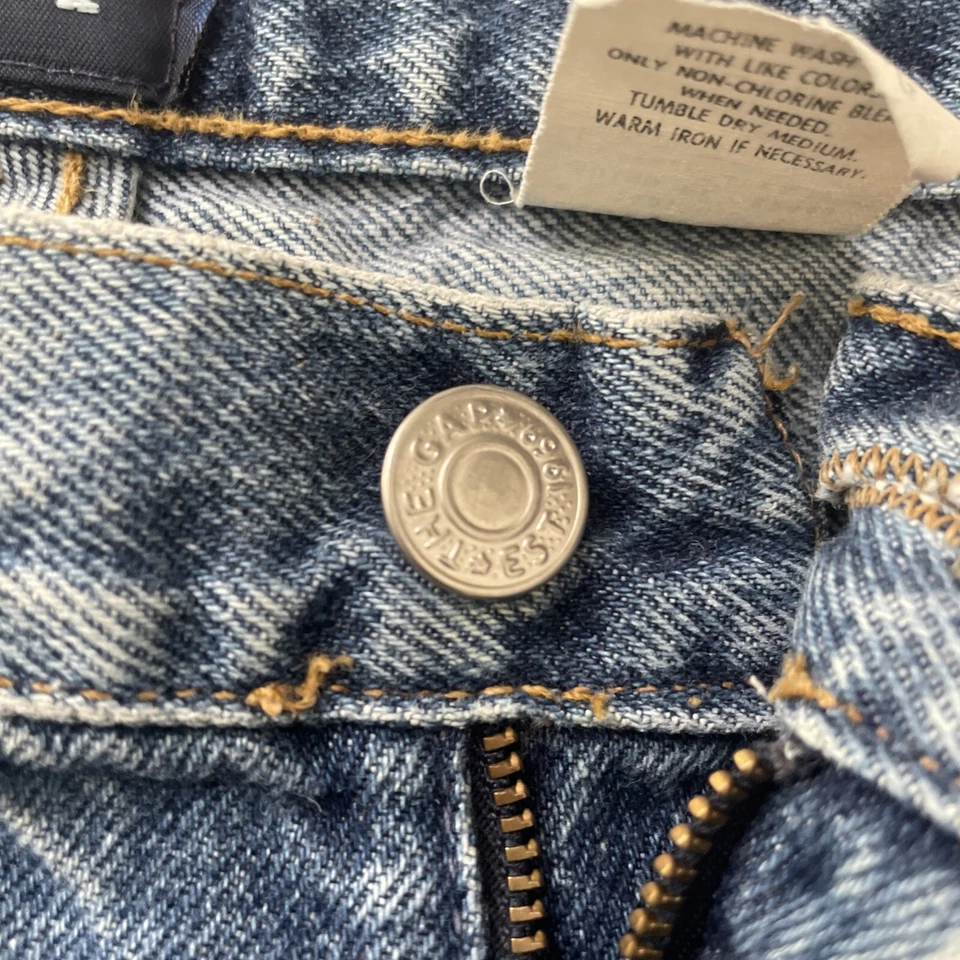 Pantalones de mezclilla holgados Gap años 90 hechos en EE. UU. talla 10 largo lavado claro 28x31,5 pulgadas YKK Foto 4 de 4