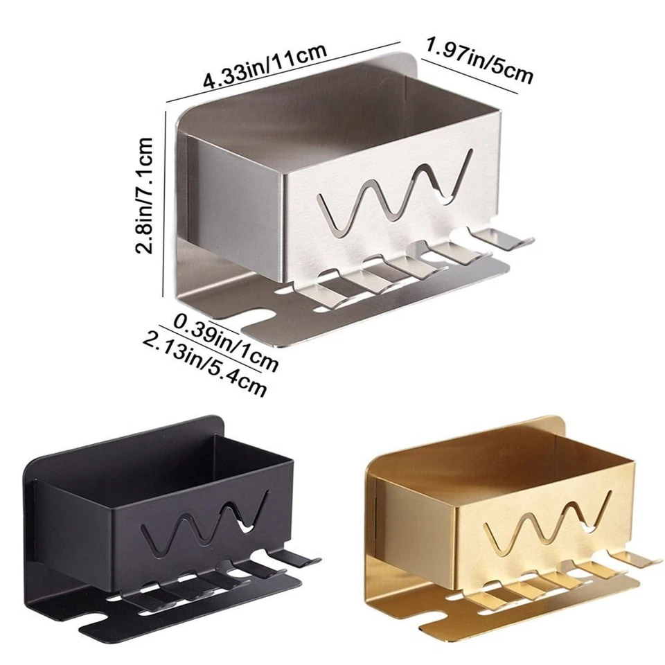 Stainless Steel Toothbrush Holder Wall-mounted Toothpaste Stand Storage Rack AU - image 2 of 4