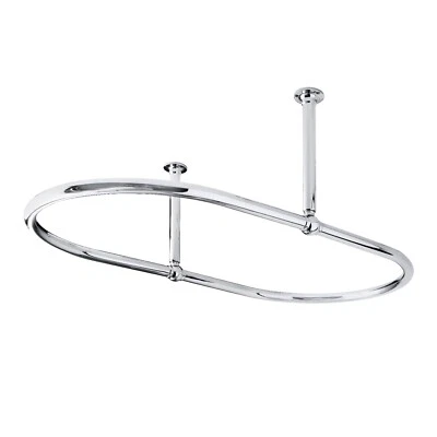 Hudson Reed Premium Traditional Oval Shower Curtain Rail Steel & Chrome Bathroom