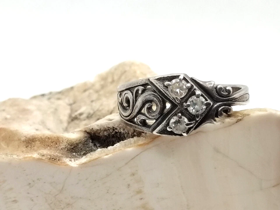 Wunderschöner Silberring 925 mit Edelsteinen GR.58, - Bild 4 von 4