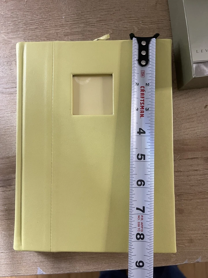 Levenger Yellow Leather Unlined Notebook Journal Sketchbook w/Dust Bag & Box New - Image 4 of 4