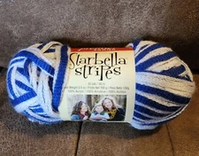 Premier Yarns Starbella Stripes Keep Cool Blue White #17-07 Poly Single Skein