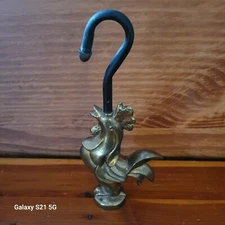 Vintage Brass Rooster Flue Damper Pull 11"