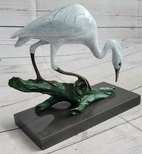 Bronze Metal Stork Egret Crane Heron Statue Figurine Sculpture Original Milo Art - Picture 3 of 10