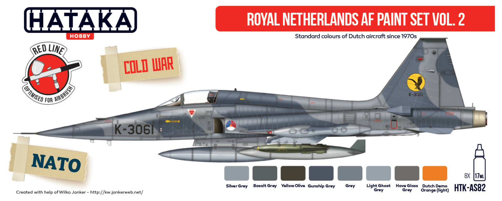 HATAKA HTK AS82 Royal Netherlands AF  Vol 2  Acrylic Set  Red Line 8 x 17ml