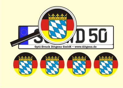 4 x Nummernschild Aufkleber Bayern Germany Deutschland AU Ersatz Plakette Flagge