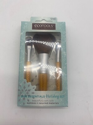 RARE 3 Pc ECO TOOLS Mini Essential Brush Set Powder Eye Shading & Angled Liner