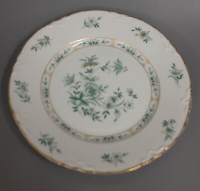Kuchenteller Hutschenreuther Racine Jardin 12020 weiss/ grün Goldrand  19,5 cm 