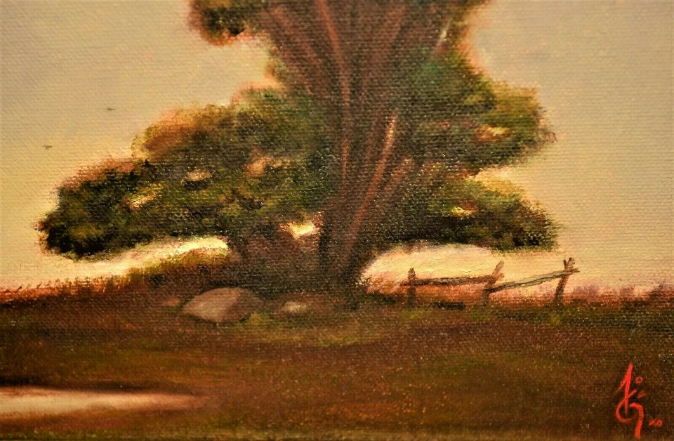 ARTURO GARCIA Original Vintage Tonalist Sunrise Horizon Landscape Oil Painting - Image 4 of 4