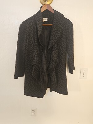 Calvin Klein Size Womens Flutter Open Front Cardigan Blazer Leopard  Print!!