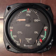 Beechcraft Garwin Triple Gauge  22-804-021-1, sn 8353P