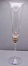 2 Bohemia Crystal Crystalex Gold Silver Rings Champagne Flutes Toasting 9-7/8”