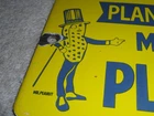VINTAGE "PLANTERS MR. PEANUT NUT DEPARTMENT" 9.5" PORCELAIN METAL DOOR PUSH SIGN