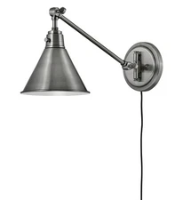 Hinkley Arti 3690PL Medium Swing Arm Single Light Sconce Polished Antique Nickel