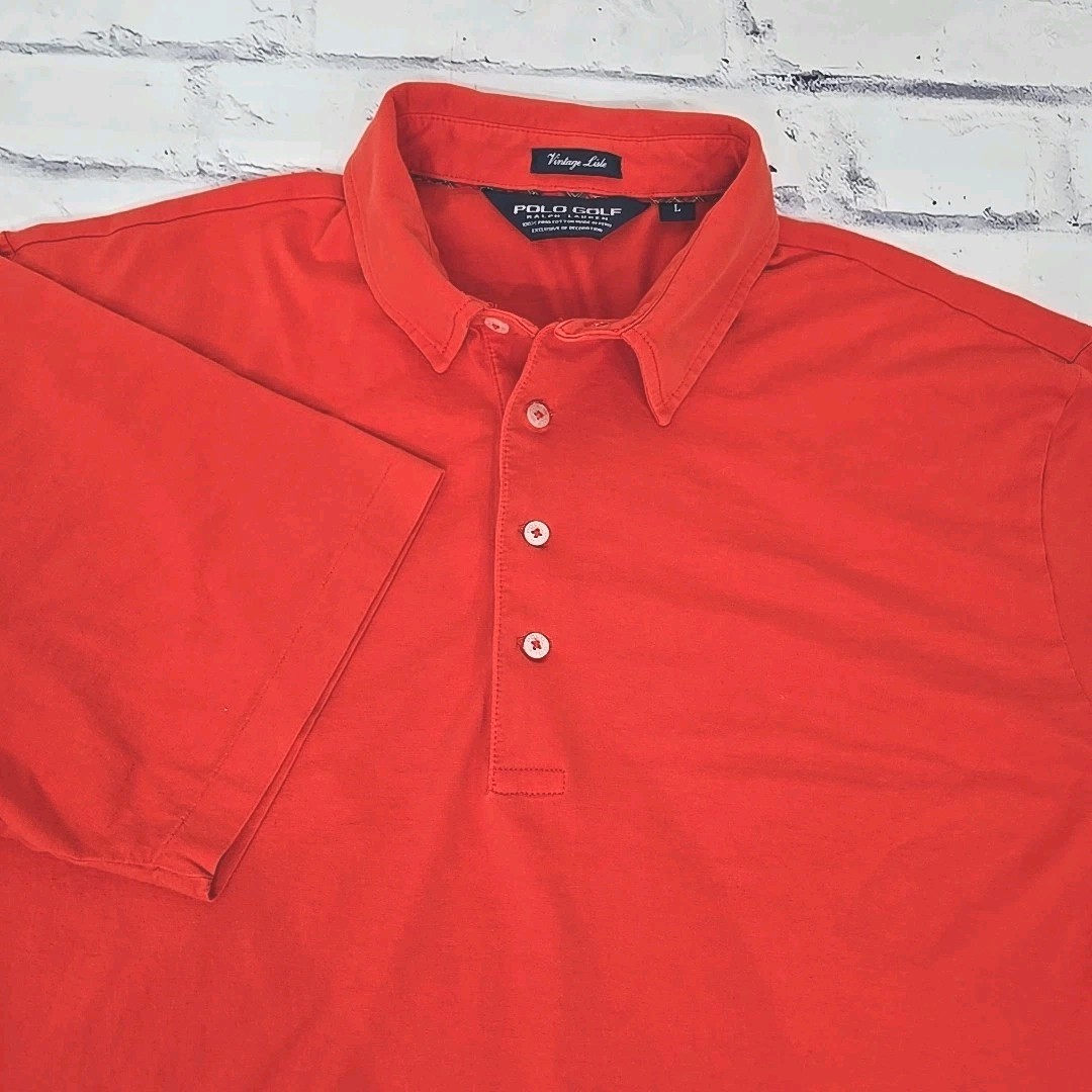 Polo Golf Ralph Lauren Shirt Mens Large Golf Orange Vintage Lisle Pima Cotton