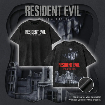 Resident Evil Requiem Horror Vintage Wash T-Shirt Gothic Graphic Tee