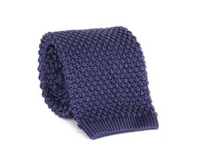 NWT EIDOS Napoli by ISAIA TIE knit Navy blue silk luxury handmade Italy