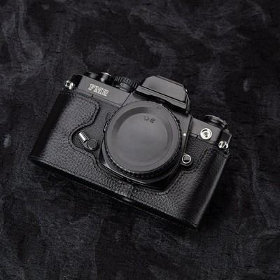 Vintage Genuine Leather Half-Wrap Camera Case Protector for Nikon FM2 FE2 Black