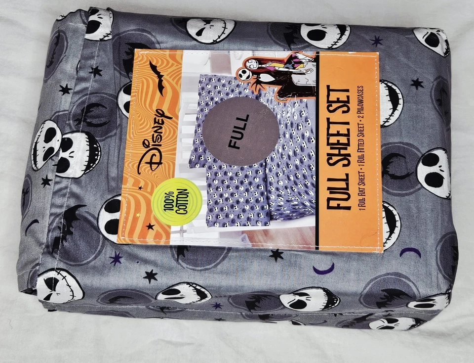 Disney Nightmare Before Christmas Jack Skellington Faces Full Sheet Set NEW 4 Pc - Image 2 of 3