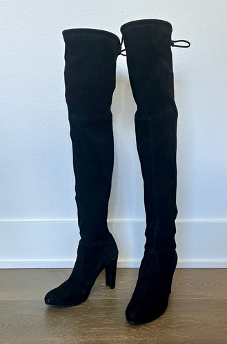 Stuart Weitzman Highland Black Suede Over The Knee Boots Women 6M