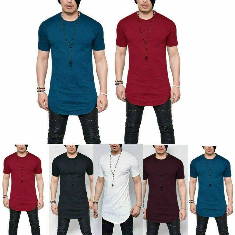 CAMISETA HOMBRE EXTRA URBANA LARGA CUERPO ALTO CAMISETA LONGLINE OVERSIZE LISA TOP OFERTA Foto 3 de 4