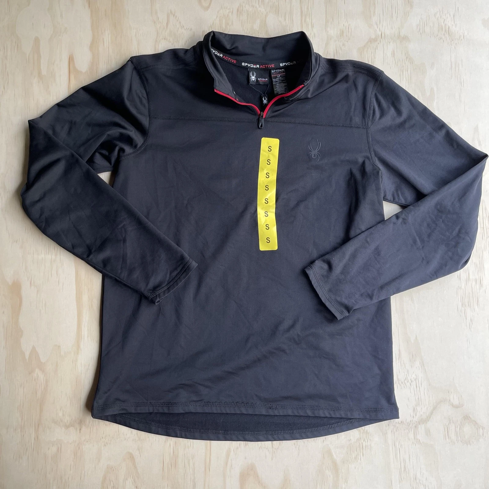 Spyder Active Shirt Mens Small Gray 1/4 Zip Long Sleeve Athletic Stretch Top